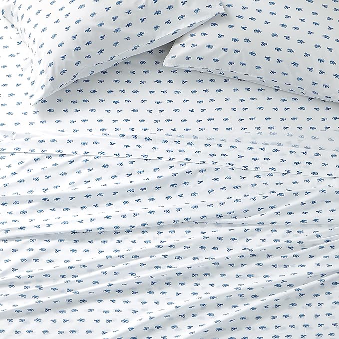Nautica - King Size Sheets, Cotton Percale Bedding Set, Crisp & Cool, Coastal Home Decor (Cloyster Blue, King)