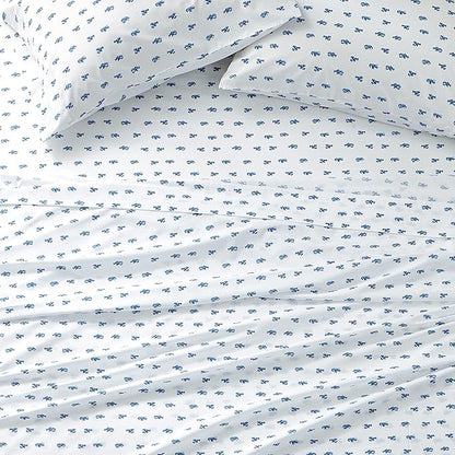Nautica - Twin Sheet Set, Crisp & Tailored Cooling Sheets with a Smooth Cotton Percale Lightweight Feel - Bed Sheets with Matching Pillowcase & Fitted Sheet (Cloyster Blue)
