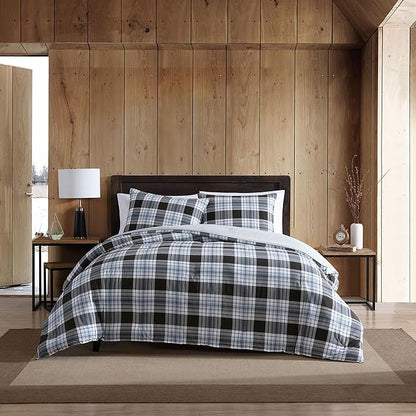 Eddie Bauer - Twin Comforter Set, Reversible Cotton Bedding with Matching Sham, Medium-Weight for Year Round Use, Dorm Essentials (Lewis Navy)