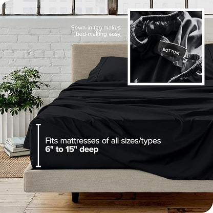 Bare Home California King Sheet Set - 1800 Ultra-Soft Microfiber Cal King Bed Sheets - Double Brushed - Deep Pockets - Easy Fit - 4 Piece Set - Bed Sheets (California King, Black)