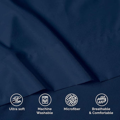 Luxury Flat Sheet on Amazon Elegant Comfort Wrinkle-Free 1500 Premier Hotel Quality 1-Piece Flat Sheet, Queen Size, Navy Blue