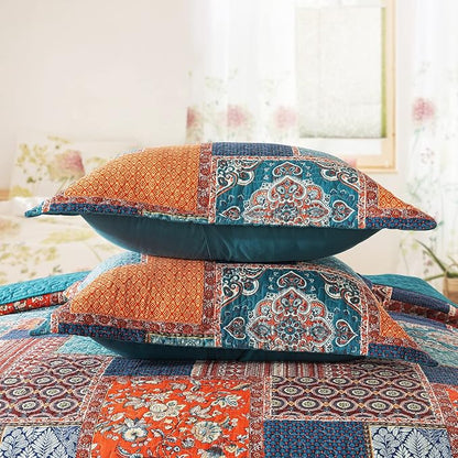 BEDIFANY 3 Pieces Cotton King Size Quilt Sets, Lightweight Bedspread King Size Soft Farmhouse King Quilt Bedding Sets for Bed Decorations for All Seasons,Orange