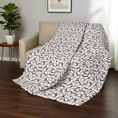 Northwest Sanrio Hello Kitty Rainbow Bows Quilted Throw, Comfy Throw, Adults Boys Girls, Soft Lightweight for Chair or Couch, 60 x 80 inches