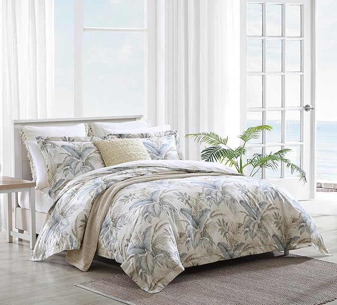 Tommy Bahama - King Comforter Set, Soft Woven Bedding with Matching Pillowcases, Medium Weight for Year Round Comfort, 3 Piece Bed Set (Bakers Bluff Blue)