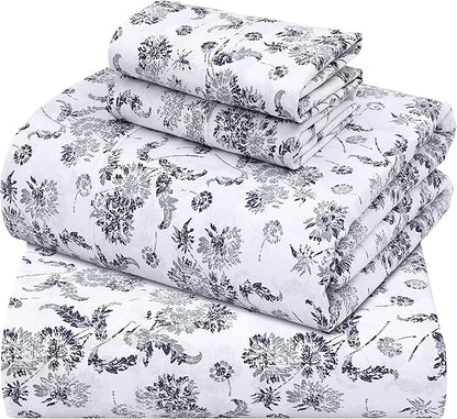 ZOYER 100% Cotton Sheets – King Size Percale Bedding, Cooling & Breathable, Durable with a Crisp, Soft & Comfortable Feel, 16" Deep Pocket, 4-Piece Set, Frozen Garden
