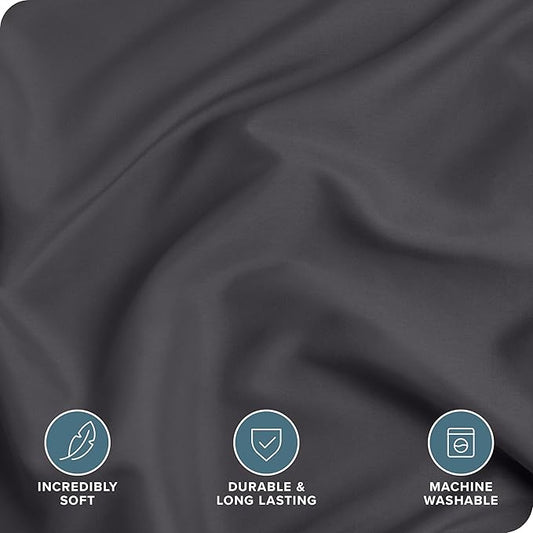 Bare Home Bedding Duvet Cover Oversized Queen - Premium 1800 Super Soft Collection - Lightweight, Cooling - Soft Breathable Bedding Duvet Cover (Oversized Queen, Forged Iron Grey)