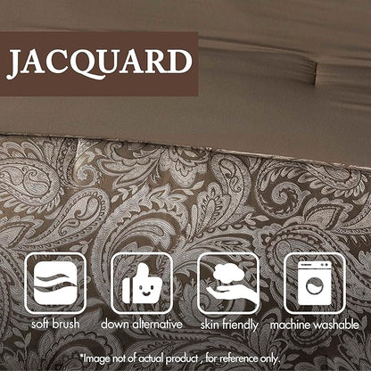 Madison Park Aubrey Cozy Comforter Set, Faux Silk Jacquard Paisley Design - All Season Down Alternative Bedding with Cotton Bed Sheets, Bed Skirt & Toss Pillows, Full Blue 12 Piece