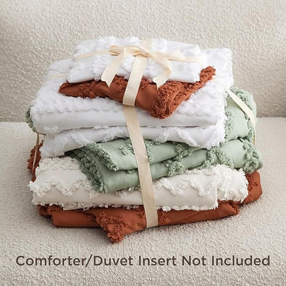 Bedsure Boho Duvet Cover Queen Size, Soft & Comfortable Elegant Design Boho Bedding for Decoration, Machine Washable Comforter Cover for All Seasons,Includes 1 Duvet Cover & 2 Pillow Shams,Beige