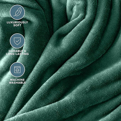 Bare Home Fleece Blanket - Full/Queen - Ultra-Soft Lightweight for Bed, Sofa, and Couch - Luxury Microplush - Cozy Warm Blanket (Full/Queen, Forest Green)