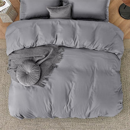 Bedsure Duvet Cover King Size - Soft Double Brushed Bedding Set for Kids & Adults, Zipper Closure, 3 Pieces, Includes 1 Duvet Cover (104"x90") & 2 Pillow Shams, NO Comforter, Grey