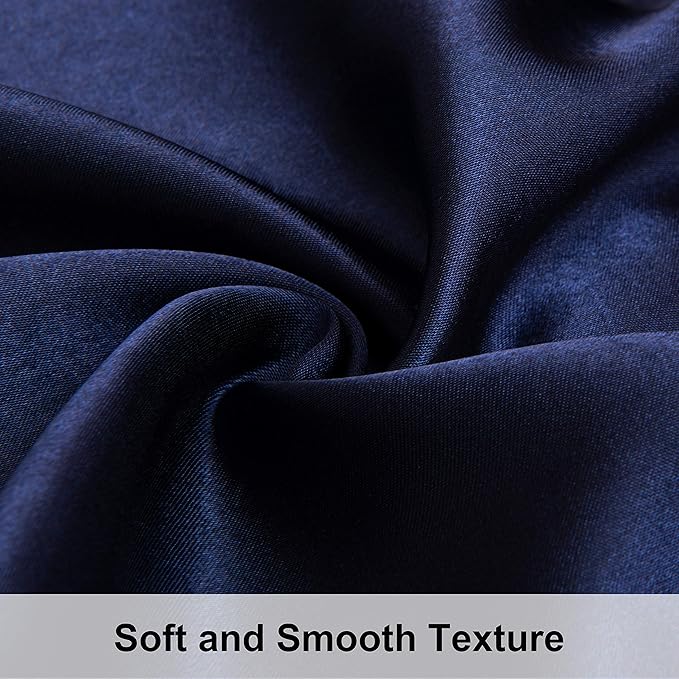 NTBAY 2 Pack Satin King Pillowcases for Hair and Skin, Luxurious and Silky Pillow Cases with Envelope Closure, 20x36 Inches, Navy Blue