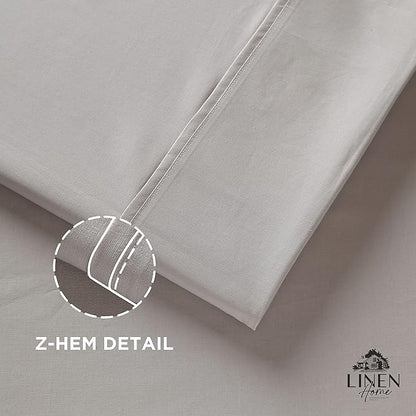 Linen Home 100% Cotton Percale Pillowcases Queen Size, Silver, 2 Pieces of Pillow Case, Crisp and Cool Strong Bed Linen, 20 inches X 30 inches