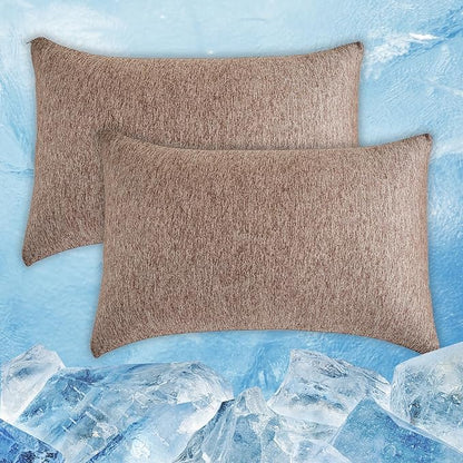 CHOSHOME Cooling Pillow Cases Zipper Pillow Covers Q-Max > 0.45 Zippered Pillowcases for Hot Sleepers, Soft, Breathable, Skin-Friendly, 2 Pack (Queen, 20"x30", Brown)