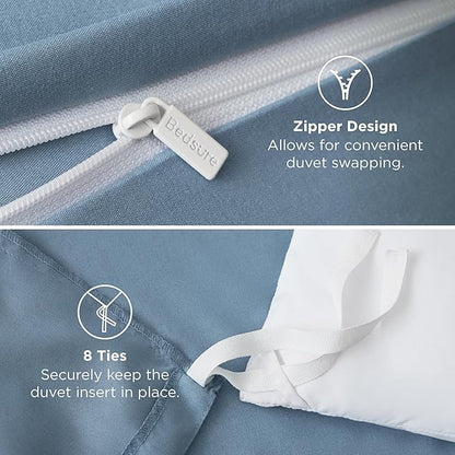 Bedsure Duvet Cover Oversized King Size - Soft Double Brushed Bedding Set for Kids & Adults, Zipper Closure, 3 Pieces, Includes 1 Duvet Cover (120"x98") & 2 Pillow Shams, NO Comforter, Mineral Blue