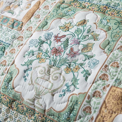 HoneiLife Quilt Sets King Size - 3 Pieces Microfiber Quilt Floral Bedspreads Lightweight Coverlets Retro Bed Cover King Quilt Bedding Set All Season Quilts