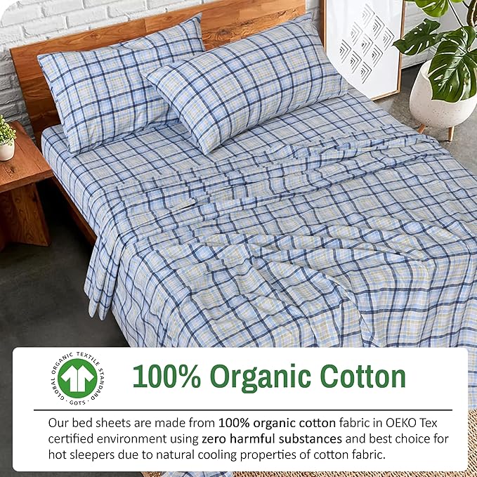 RUVANTI 100% Organic Cotton Sheets California King, Percale Weave, GOTS Certified, 4-Piece Set, Deep Pocket 13", Crisp & Breathable, Soft Durable Bedding, Sábanas Algodón Orgánico – Pastel Print