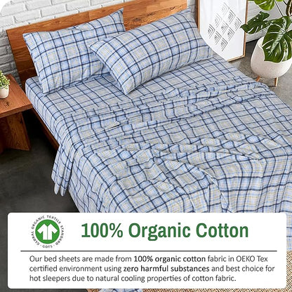 RUVANTI 100% Organic Cotton Sheets Full Size, Percale Weave, GOTS Certified, 4-Piece Set, Deep Pocket 15", Crisp & Breathable, Soft Durable Bedding, Sábanas Algodón Orgánico – Pastel Print