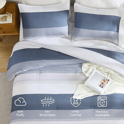 Litanika King Comforter Set Mineral Blue - 3 Pieces Lightweight Fluffy Bedding Comforter Sets, All Season Down Alternative Comforter (1 Comforter, 2 Pillowcases)