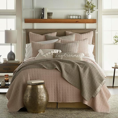 Levtex Home - Mills Waffle - Twin Quilt Set - Blush Cotton Waffle - Quilt Size (68 x 86in.), Sham Size (26 x 20in.)