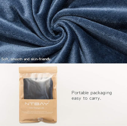 NTBAY 2 Pack Zippered Velvet King Pillowcases, Super Soft and Cozy Luxury Fuzzy Flannel Pillow Cases with Zipper, 20x36 Inches, Navy Blue