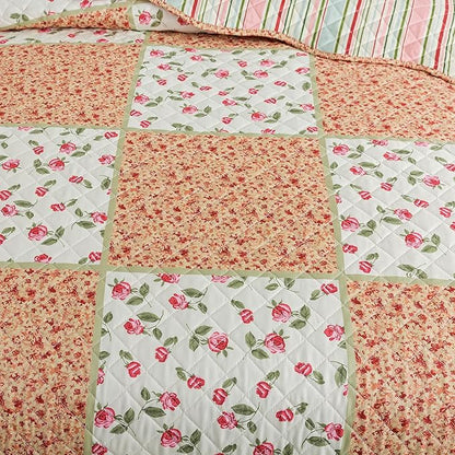 HoneiLife King Size Quilt Sets - 3 Piece Microfiber Quilt Set Lightweight Bedspreads Reversible Coverlets Rustic Bed Cover King Quilt Bedding Set All Season Use