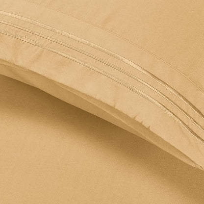 Elegant Comfort Luxury Ultra-Soft 2-Piece Pillowcase Set - 1500 Premium Hotel Quality Microfiber Double Brushed - Wrinkle Resistant, King Size, Gold
