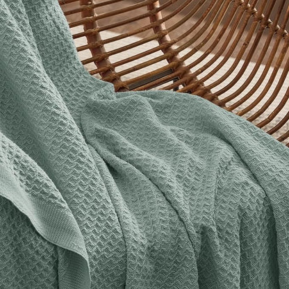 Bedsure Gentlesoft 100% Cotton Blanket King Size for Bed - Cooling Breathable and Soft for Spring Summer, Thick Cozy Waffle Weave Blanket Gifts for Women, Sage Green, 104x90 inches