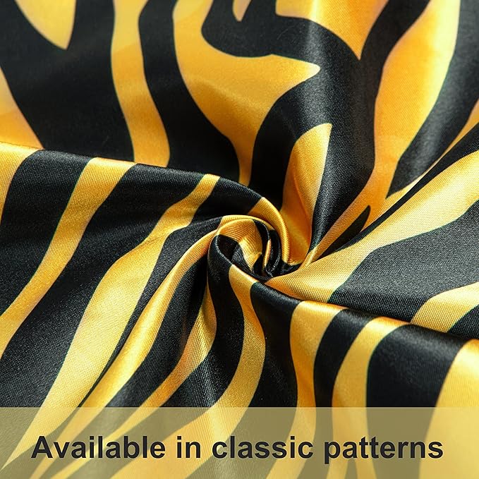 NTBAY 2 Pack Satin Standard Pillowcases for Hair and Skin, Luxurious and Silky Zebra Printed Pillow Cases with Envelope Closure, 20x26 Inches, Yellow and Black