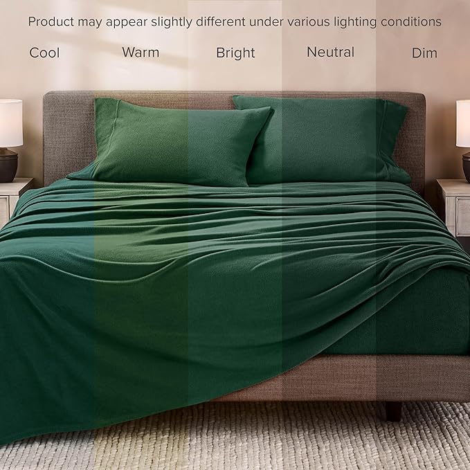 Bare Home Super Soft Fleece Sheet Set - Full Size - Extra Plush Polar Fleece, No-Pilling Bed Sheets - All Season Cozy Warmth (Full, Forest Green)