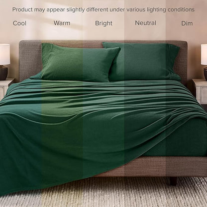 Bare Home Super Soft Fleece Sheet Set - Full Size - Extra Plush Polar Fleece, No-Pilling Bed Sheets - All Season Cozy Warmth (Full, Forest Green)