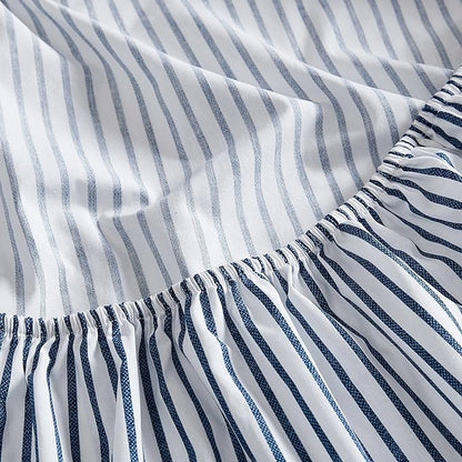 Nautica - Twin Size Sheet Set, Crisp & Tailored Cooling Sheets with a Smooth Cotton Percale Lightweight Feel - Bed Sheets with Matching Pillowcase & Fitted Sheet (Harmead Navy)