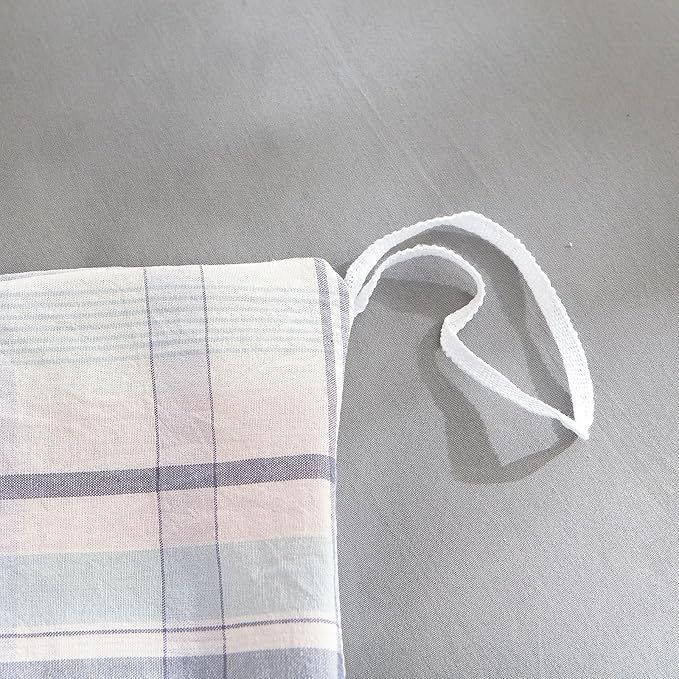 EAVD Colorful Gingham Duvet Cover Queen Soft Washed Cotton Chic Grid Plaid Duvet Cover with 2 Pillowcases Modern Grid Checkered Bedding Set for Boys Girls Women Men Farmhouse Gingham Bedding Set