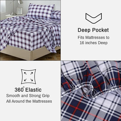 RUVANTI 100% Cotton Sheets – Twin XL Size Percale Bedding, Cooling & Breathable Floral Design, Durable with a Crisp, Soft & Comfortable Feel, 16" Deep Pocket, 3-Piece Set, Prussian