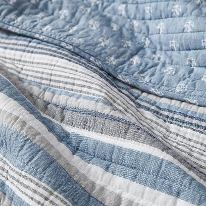 Nautica - Twin Quilt Set, Soft & Breathable Cotton Bedding with Medium Weight Feel, Reversible 2 Piece Bed Set with Matching Pillowcase (Jettison Grey)