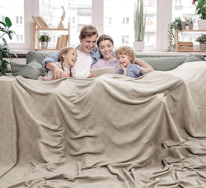 Utopia Bedding Khaki 100% Cotton Blanket [Big Size - 120x120 Inch] Lightweight, Soft and Breathable Thermal Blanket for All Seasons