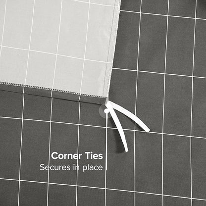 Bare Home Bedding Duvet Cover Extra Long - Premium 1800 Super Soft Collection - Lightweight, Duvet Cover - Soft Textured (Twin/Twin XL, Grid - Grey/White)