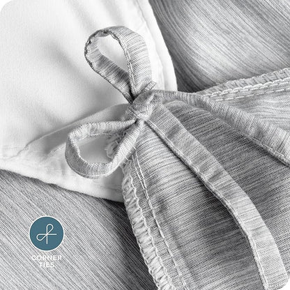 Bare Home Bedding Duvet Cover Queen Size - Premium 1800 Super Soft Collection - Lightweight, Duvet Cover - Soft Textured Bedding (Queen, Heathered Pewter)
