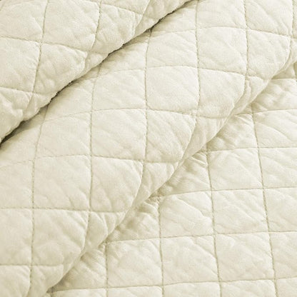 Lush Decor Ava Quilt Diamond Pattern Solid 3 Piece Oversized Bedding Blanket Bedspread Set - Full/Queen - Ivory