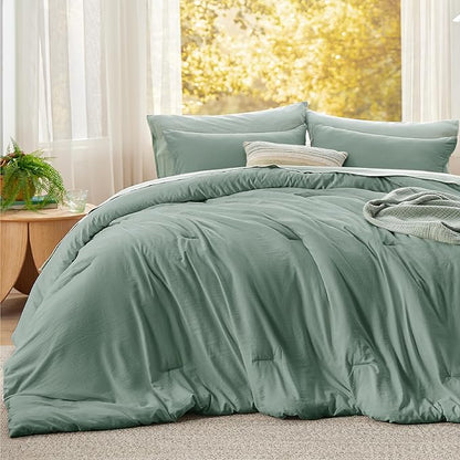 Bedsure Super King Comforter Set, Sage Green Soft Prewashed Bedding for All Seasons, 3 Pieces GentleSoft™ Bed Set, 1 Lightweight Comforter (120"x120") and 2 Pillowcases (20"x36")