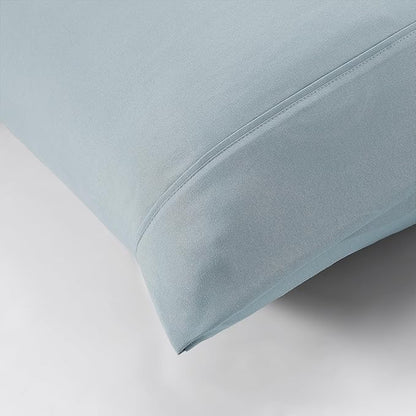 Modern Threads Soft Microfiber Solid Sheets - Luxurious Microfiber Bed Sheets - Includes Flat Sheet, Fitted Sheet with Deep Pockets, & Pillowcases Blue Mist California King