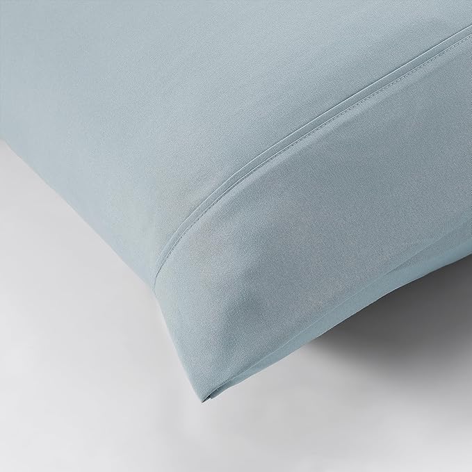 Modern Threads Soft Microfiber Solid Sheets - Luxurious Microfiber Bed Sheets - Includes Flat Sheet, Fitted Sheet with Deep Pockets, & Pillowcases Blue Mist Full