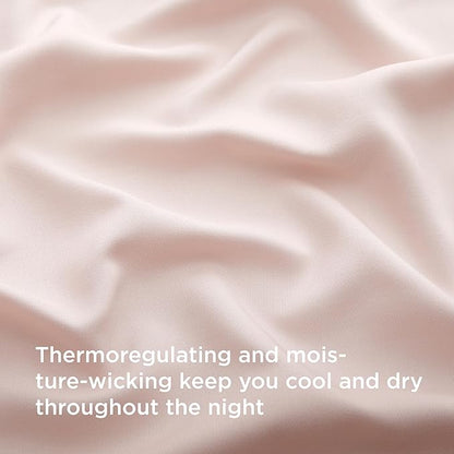 Bedsure Cooling Sheets Twin XL, Rayon Derived from Bamboo, PureWoven, Breathable & Soft Twin XL Sheet Sets, Deep Pocket Up to 16 Inches, Hotel Luxury Silky Dorm Bedding for Hot Sleepers, Pink