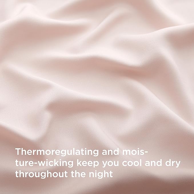 Bedsure Cooling Sheets Twin, Rayon Derived from Bamboo, PureWoven, Breathable & Soft Twin Sheets Set, Deep Pocket Up to 16 Inches, Hotel Luxury Silky Bedding for Hot Sleepers, Pink