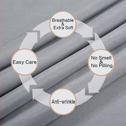 4 Piece Bed Sheet Set (Full,Silver Gray) 1 Flat Sheet,1 Fitted Sheet and 2 Pillow Cases,Brushed Microfiber Luxury Bedding with Deep Pockets