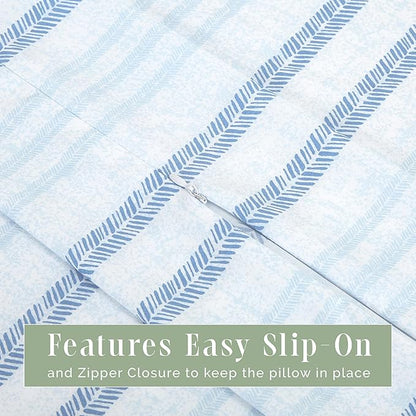 Elegant Comfort Ultra Soft 1-Piece Set Striped Print Pillowcases - 1500 Premium Hotel Quality Microfiber, Soft and Smooth Hidden Zipper Closure 1-Piece Pillow Covers - Body Pillowcase, Traci Aqua