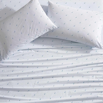 Nautica - Queen Sheets, Cotton Percale Bedding Set, Casual Bedding Set (Boat Stripe Pale Blue, Queen)