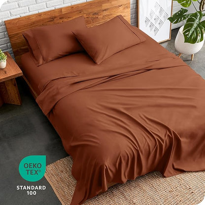 Bare Home King Sheet Set - 1800 Ultra-Soft Microfiber King Bed Sheets - Double Brushed - Deep Pockets - Easy Fit - 4 Piece Set - Bedding Sheets & Pillowcases (King, Terracotta)