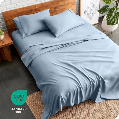 Bare Home Full Sheet Set - 1800 Ultra-Soft Microfiber Full Bed Sheets - Double Brushed - Deep Pockets - Easy Fit - 4 Piece Set - Bedding Sheets & Pillowcases (Full, Dusty Blue)