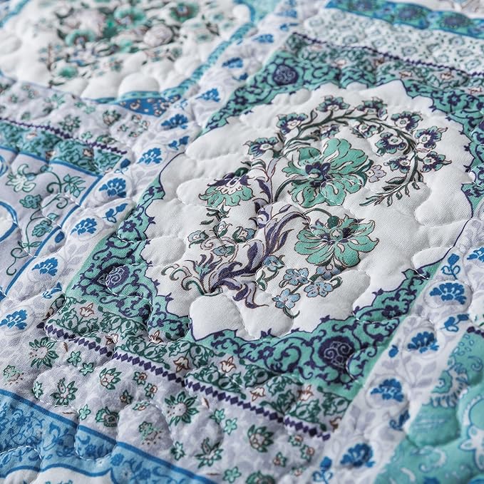 HoneiLife Queen Quilt Bedding Set - 3 Piece Microfiber Quilt Sets Floral Bedspreads Rustic Coverlets for Queen Bed