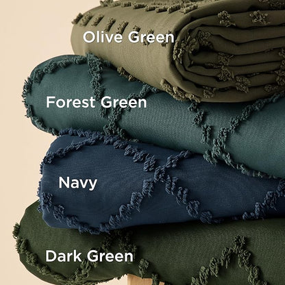Bedsure Boho Duvet Cover Queen Size - Olive Green Breathable & Soft Boho Bedding, Machine Washable Comforter Cover for All Seasons, Includes 1 Duvet Cover 90"x90" with 2 Pillow Shams & Zipper Closure